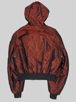 Back view of Jean Paul Gaultier 1990s Iridescent Maroon Hooded Jacket