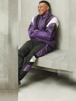 Back view of Kylian Mbappe EA FC 27 Purple Adidas Real Madrid Tracksuit