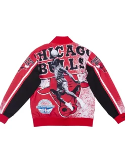 Back view of Mitchell & Ness x Jordan Chicago Bulls 1988 Dunk Champ Red Jacket