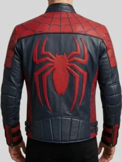 Back view of Movie Spider-Man Brand New Day Black and Red Real Leather Jacket