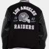 Back view of NFL Los Angeles Raiders World Champs Black Varsity Jacket