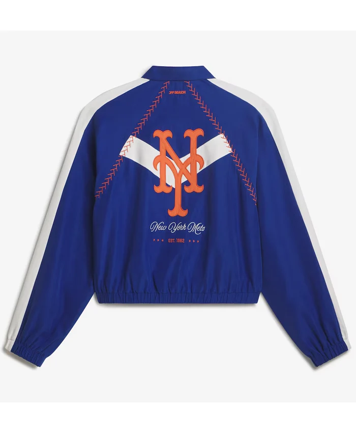 Back view of New York Mets Off Season x MLB Royal Full-Zip Track Jacket