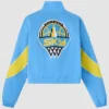 Back view of OVO x WNBA Team Chicago Sky Blue And Yellow Track Jacket
