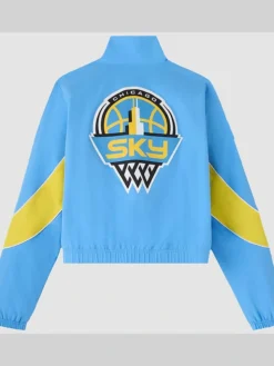 Back view of OVO x WNBA Team Chicago Sky Blue And Yellow Track Jacket