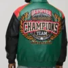 Back view of Oversized Fit Homme Applique PU Collared Bomber Jacket design