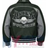 Back view of Palace Skateboards x Avirex Fall Autumn 2026 Green Leather Jacket
