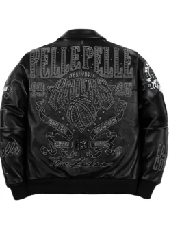 Back view of Pelle Pelle For The City Of Knicks 2026 NBA Champions Black Leather Jacket