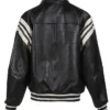 Back view of Pelle Pelle Genuine Black Leather Varsity Jacket with premium encrusted detailing