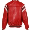 Back view of Pelle Pelle Genuine Red Leather Varsity Jacket with encrusted detailing
