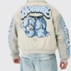 Back view of Plus Boxy Teddy Applique Bomber Jacket featuring teddy details