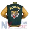 Back view of RL Polo Tiger Varsity Jacket with classic varsity design and full-length sleeves