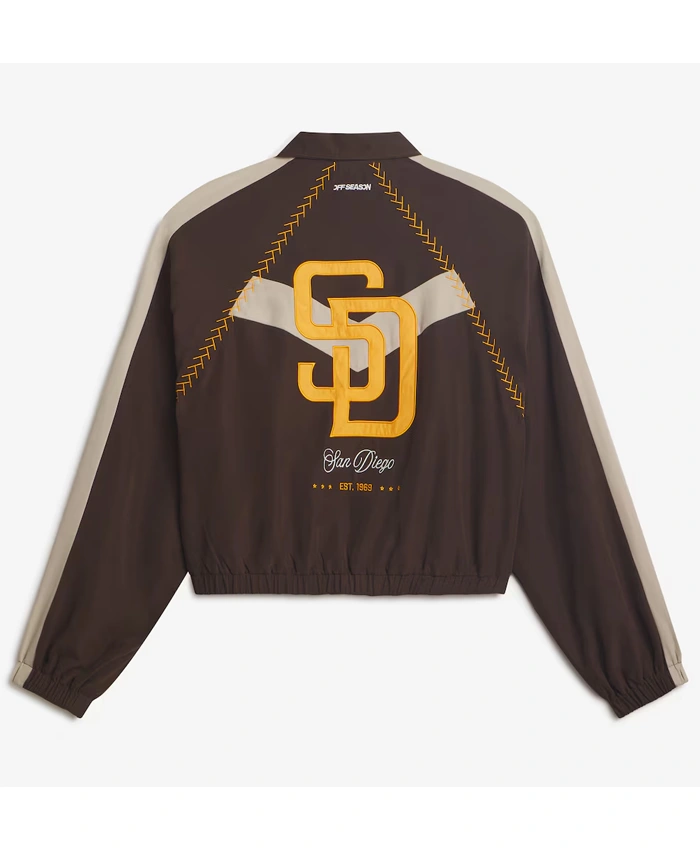 Back view of San Diego Padres Off Season x MLB Brown Full-Zip Track Jacket