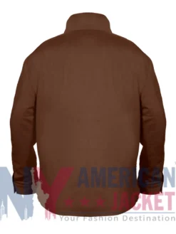 Back view of Scarecrow Double Movie The Strangers Chapter 1 Matus Lajcak Brown Jacket