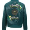 Back view of Seattle Storm Women's Ink And Bloom Satin Jacket with artwork