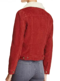 Back view of TV-Series Stranger Things Nancy Wheeler Red Cotton Shearling Jacket