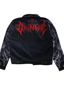 Back view of WEBS From Concrete Raw Blue Denim Jacket featuring tailored design