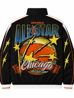 Back view of WNBA All-Star Chicago 2026 Black Fleece Track Jacket with stand-up collar
