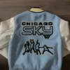 Back view of WNBA Team Chicago Sky Limitless Wool Leather Varsity Jacket