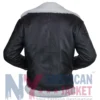 Back view of Womens Black Aviator Real Leather Jacket with Shearling Lining