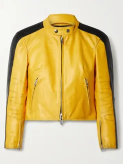 Balenciaga-Cropped-Yellow-Leather-Jacket