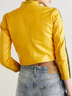 Balenciaga-Cropped-Yellow-Leather-Jacket-Back