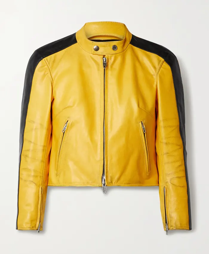 Balenciaga-Cropped-Yellow-Leather-Jacket