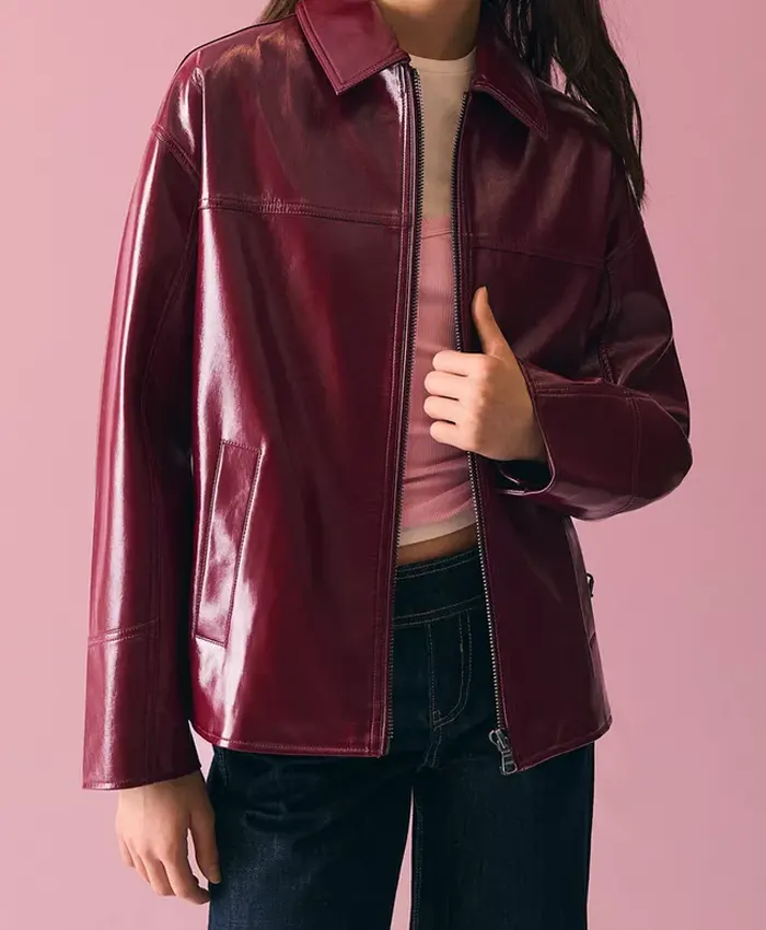 Bershka-Red-Leather-Bomber-Jacket