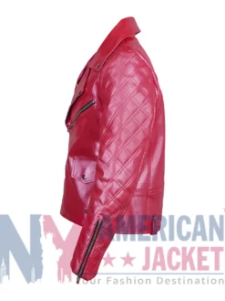 Billie Connelly Sex Life Leather Pink Jacket Left View