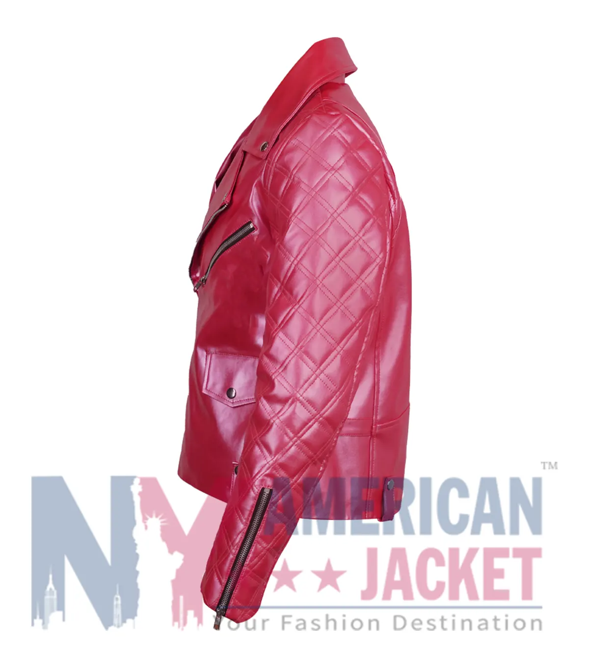 Billie Connelly Sex Life Leather Pink Jacket Left View