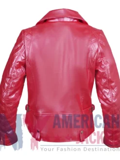 Billie Connelly Sex Life Pink Leather Jacket Back View