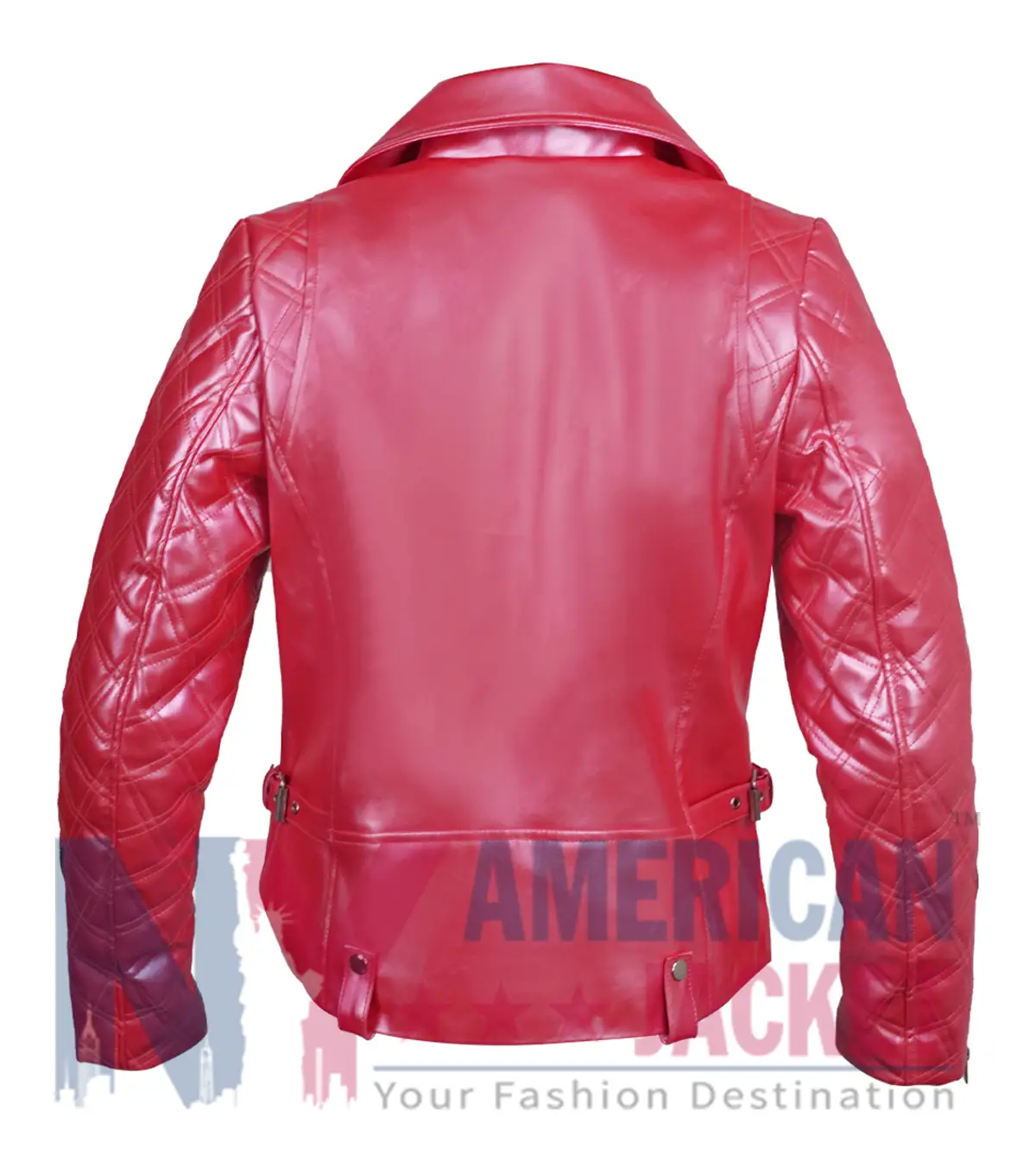 Billie Connelly Sex Life Pink Leather Jacket Back View