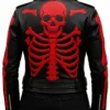 Black Leather Red Skeleton Bones Jacket