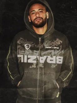 CJ x Nike x Brazil Black Hooded Bomber Jacket