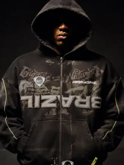 CJ x Nike x Brazil Bomber Black Hooded Jacket