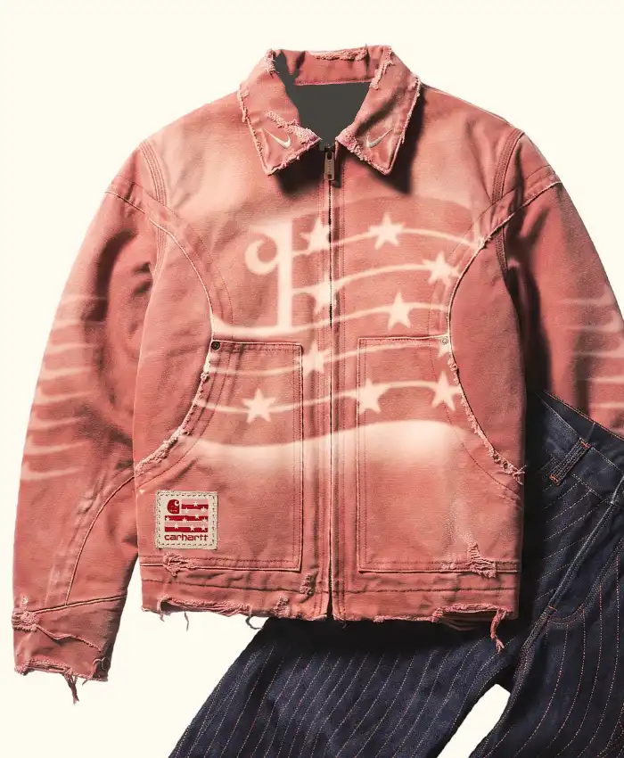 Carhartt x CJ x Nike Pink America Denim Jacket Front View