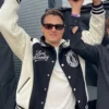 Carolina Hurricanes Sebastian Aho NHL Lord Stanley Black And White Varsity Jacket view