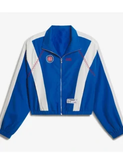 Chicago Cubs Off Season x MLB Royal Full-Zip Track Jacket front with team style