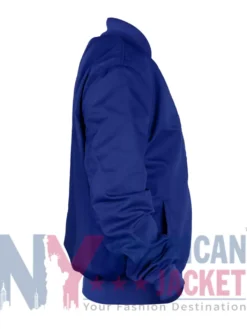 Chris Pratt Blue Bomber Jacket from The Terminal List with rib-knit collar and cuffs