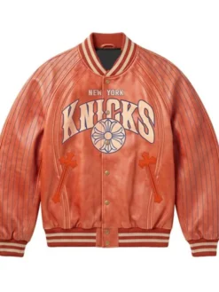 Chrome Hearts x New York Knicks Varsity Orange Jacket