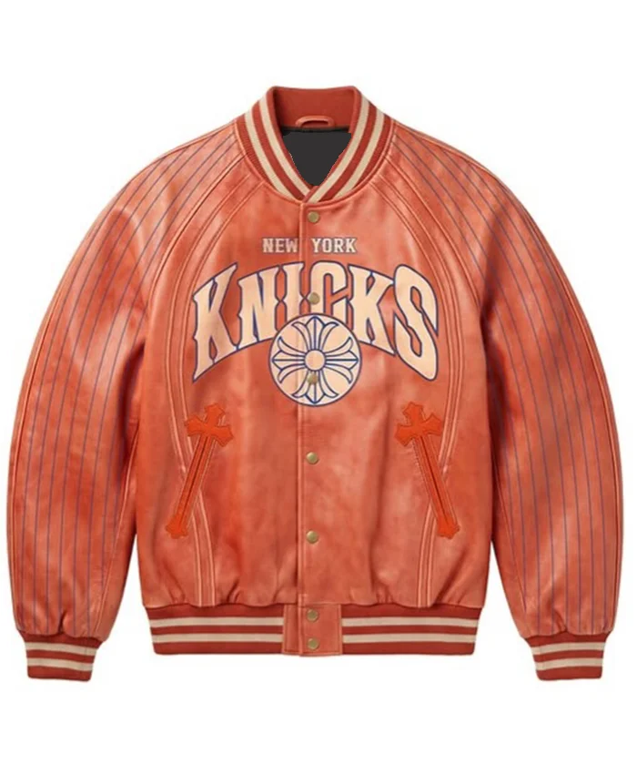 Chrome Hearts x New York Knicks Varsity Orange Jacket