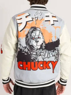 Chucky Halloween Blue And White Bomber Jacket