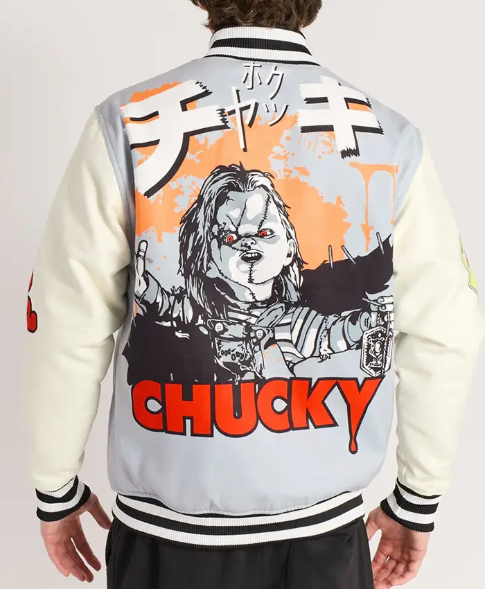 Chucky Halloween Blue And White Bomber Jacket