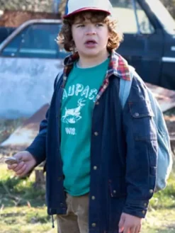 Close-Up of Gaten Matarazzo Stranger Things Dustin Henderson Blue Denim Jacket