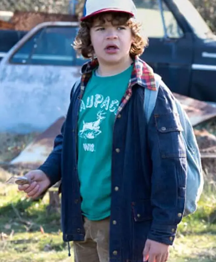 Close-Up of Gaten Matarazzo Stranger Things Dustin Henderson Blue Denim Jacket