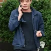 Close-Up of Jonathan Byers Stranger Things S03 Blue Cotton Jacket