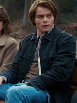 Close-Up of Jonathan Byers TV-Series Stranger Things Black Cotton Jacket