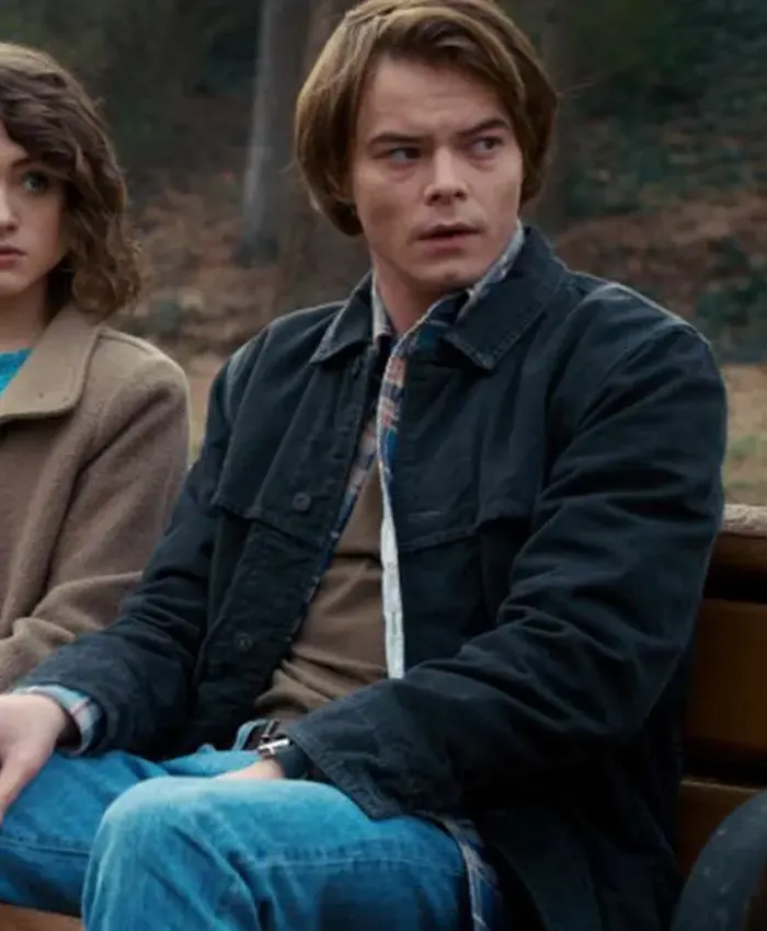 Close-Up of Jonathan Byers TV-Series Stranger Things Black Cotton Jacket