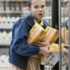 Close-Up of Millie Bobby Brown Stranger Things S01 Eleven Blue Jacket