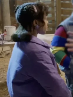 Close-Up of Priah Ferguson Series Stranger Things S05 Erica Sinclair Purple Jacket