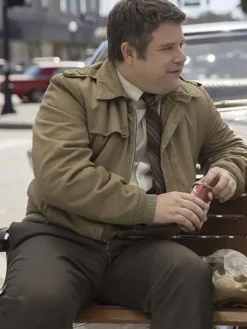 Close-Up of Sean Astin Series Stranger Things Bob Newby Brown Cotton Jacket